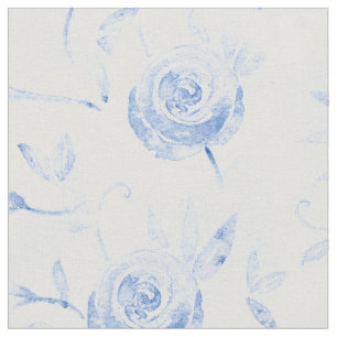 Blommigt Blue Ro Damask Pattern Tyg