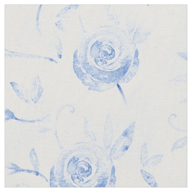 Blommigt Blue Ro Damask Pattern Tyg (Närbild)