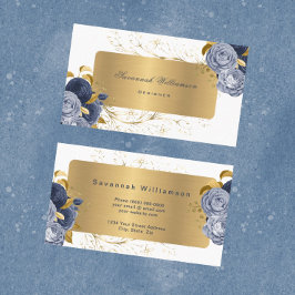 Blommigt Blue Ro Guld Anpassade Visitkort