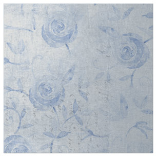 Blommigt Blue Ro Silver Shimmer Chic Tyg