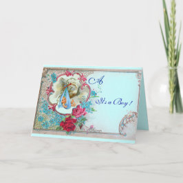 BLOMMIGT BLUE STORK BOY BABY SHOWER,ROSA ROS MEDDELANDE