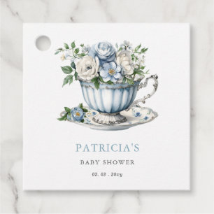 Blommigt Blue Tea Party Boy Shower Gåvor Etiketter