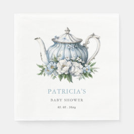 Blommigt Blue Tea Party Boy Shower Pappersservett