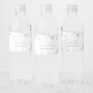 Blommigt Blue Vår Baby i Bloom Baby Shower Vattenflaskor Etikett