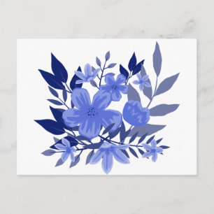 Blommigt Blue Watercolor Flowers Vykort