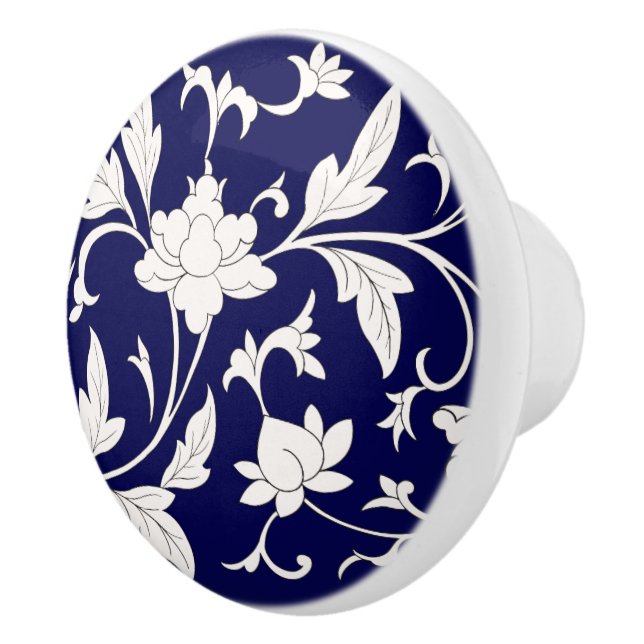 Blommigt Blue&White Chinoiserie Knopp (Höger)