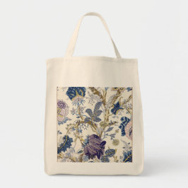 Blommigt Blue White Decorative Tote Bag Tygkasse
