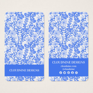 Blommigt Blue White Earring Jewelry Visning Card Visitkort