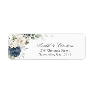 Blommigt Blue White Greenery Return-adressetikett Returadress Etikett