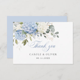Blommigt Blue White Hydrangea Greenery Bröllop Tack Kort