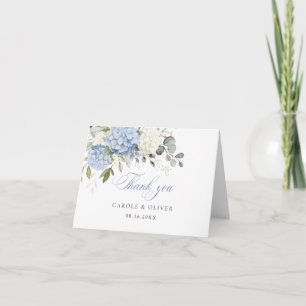 Blommigt Blue White Hydrangea Greenery Bröllop Tack Kort