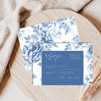 Blommigt Blue White Toile De Jouy OSA Kort
