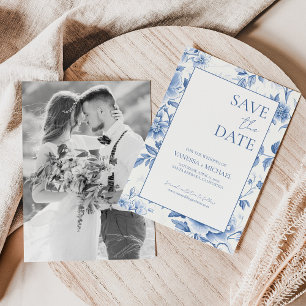 Blommigt Blue White Toile De Jouy Photo Spara Datumet