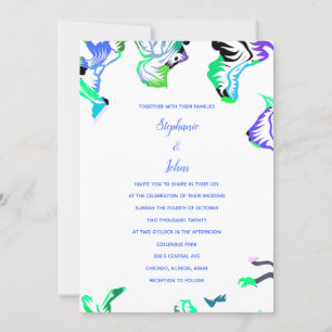 Blommigt Blue White Vår Summer Boho Bröllop Inbjudningar
