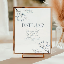 Blommigt Blue Winter Botanical Date Burk Poster