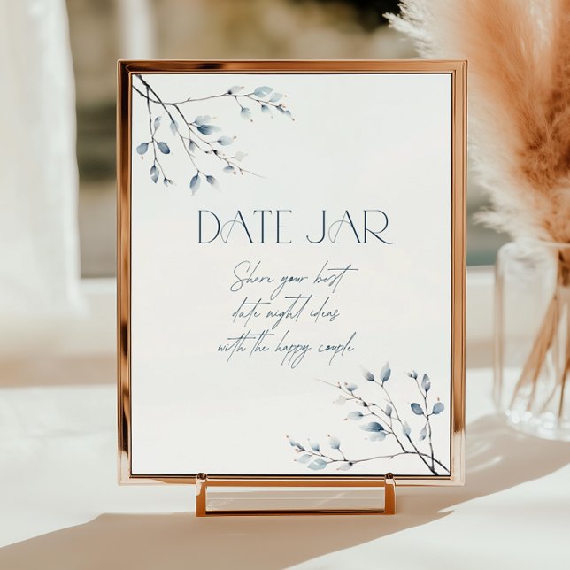 Blommigt Blue Winter Botanical Date Burk Poster (Skapare uppladdad)