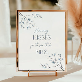 Blommigt Blue Winter Botanical Hur många kisses Poster