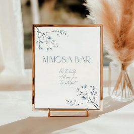 Blommigt Blue Winter Botanical Mimosa Pub Poster