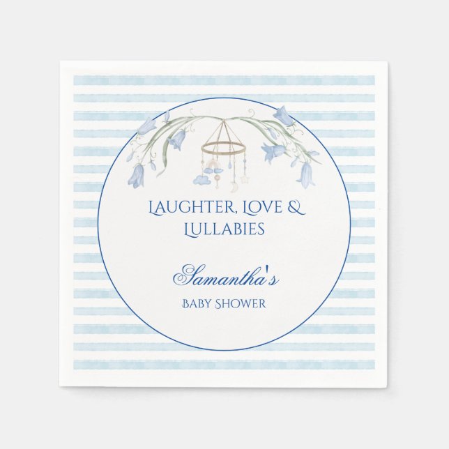Blommigt Bluebell Mobile Celestial Boy Shower Pappersservett (Framsidan)