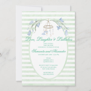 Blommigt Bluebell Mobile Celestial Mint Baby Showe Inbjudningar