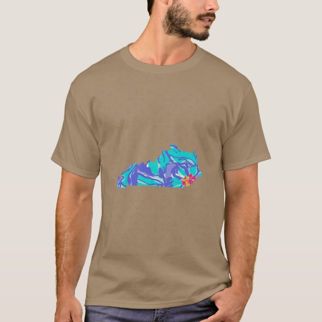Blommigt Blues Kentucky T Shirt (Framsida)