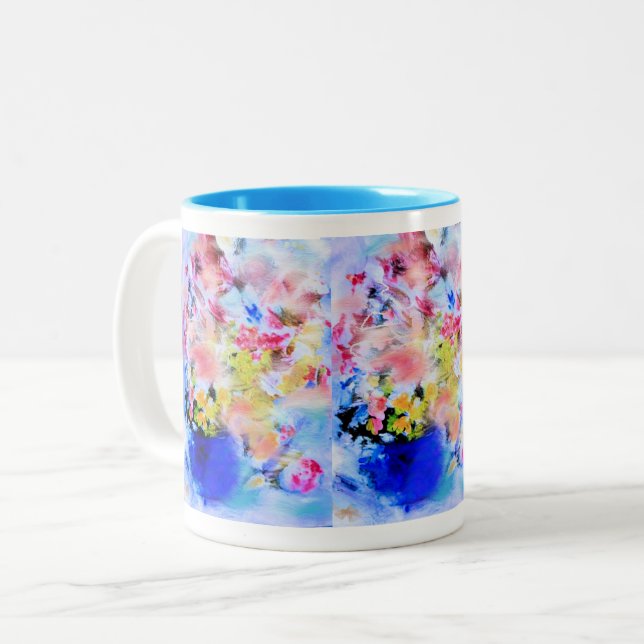 Blommigt Blues Mugg (Framsida vänster)