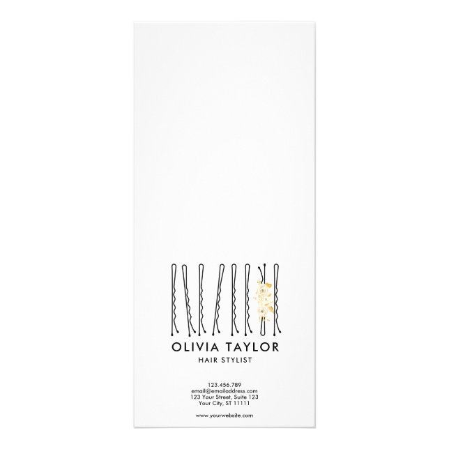 Blommigt Bobby Stift Hair Stylist Hair Salon Reklamkort (Baksidan)