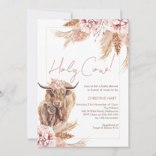 Blommigt Bohemian Cow Calf Baby Shower Inbjudningar
