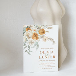 Blommigt Bohemian Modern Terracotta Bröllop Inbjudningar