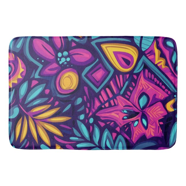 Blommigt Boho Abstrakt färgad 8 Badrumsmatta (Framsidan)