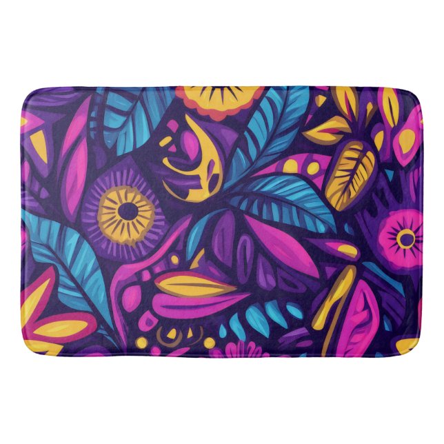 Blommigt Boho Abstrakt färgad 9 Badrumsmatta (Framsidan)