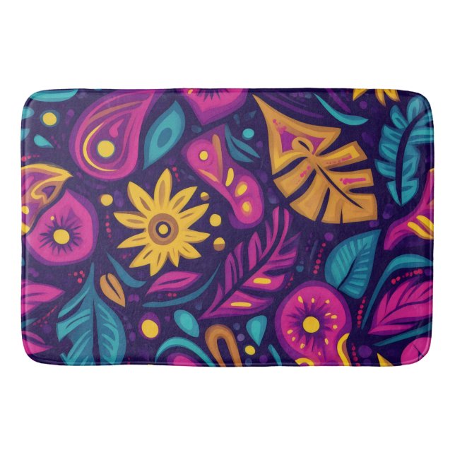 Blommigt Boho-Abstrakt, färgämne 5 Badrumsmatta (Framsidan)