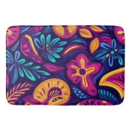 Blommigt Boho Abstrakt färglös 4 Badrumsmatta