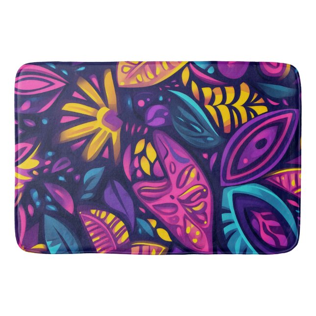 Blommigt Boho Abstrakt färgstark 10 Badrumsmatta (Framsidan)