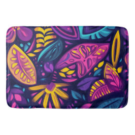 Blommigt Boho Abstrakt färgstark 10 Badrumsmatta