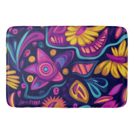 Blommigt Boho Abstrakt färgstark 11 Badrumsmatta