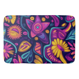 Blommigt Boho Abstrakt färgstark 11 Badrumsmatta