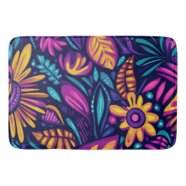 Blommigt Boho Abstrakt färgstark 12 Badrumsmatta