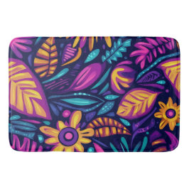 Blommigt Boho Abstrakt färgstark 12 Badrumsmatta