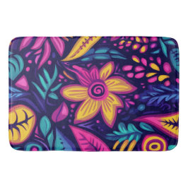 Blommigt Boho Abstrakt färgstark 13 Badrumsmatta