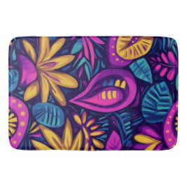 Blommigt Boho Abstrakt färgstark 14 Badrumsmatta