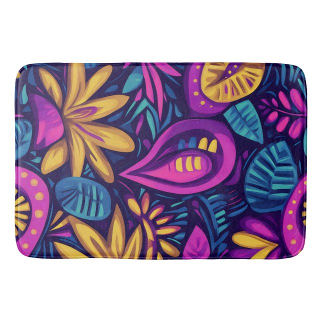 Blommigt Boho Abstrakt färgstark 14 Badrumsmatta (Framsidan)