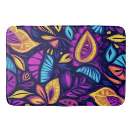 Blommigt Boho Abstrakt färgstark 2 Badrumsmatta