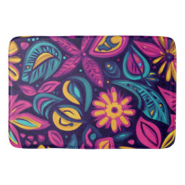 Blommigt Boho Abstrakt färgstark 6 Badrumsmatta