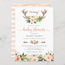 Blommigt Boho Antler Cactus Succulents Baby Shower
