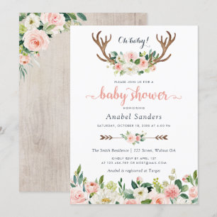 Blommigt Boho Antler Chic Pilar Babykläder Inbjudningar