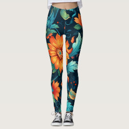 Blommigt Boho Art Mönster Leggings