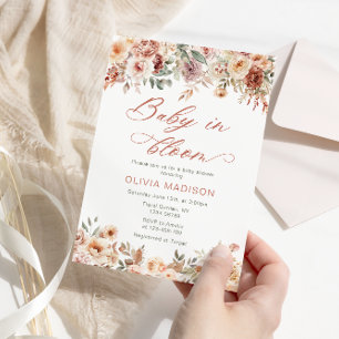 Blommigt Boho Baby i Bloom Baby Shower Inbjudningar