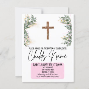 Blommigt Boho Baptism-inbjudningar Vykort