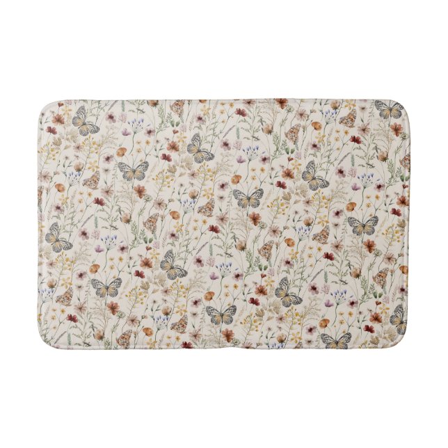 Blommigt Boho Bath Mat Badrumsmatta (Framsidan)